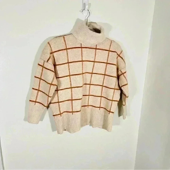NEW Madewell Pearldale Turtleneck Sweater Windowpane Preppy Cozy Merino Wool - Picture 9 of 9